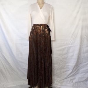 Lularoe Elegant DeAnne Dress, Size Small, Cream, Brown, Copper.